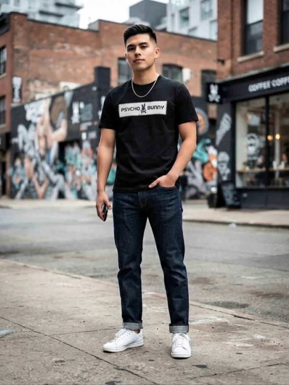 Psycho Bunny Brad Graphic Tee Men's Black Short Sleeve